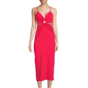 Walter Baker Rivka Cutout Midi Body Con Punch Dress NWT Sz L